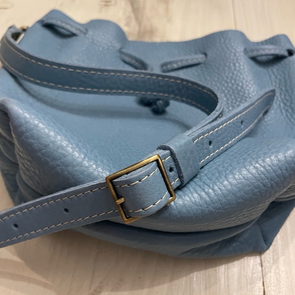 Blue Portland Leather Bucket Bag - Picture 3 of 7